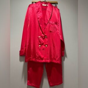 Vintage Victoria’s Secret Gold Label Red Satin Double Breasted Pajamas Size M